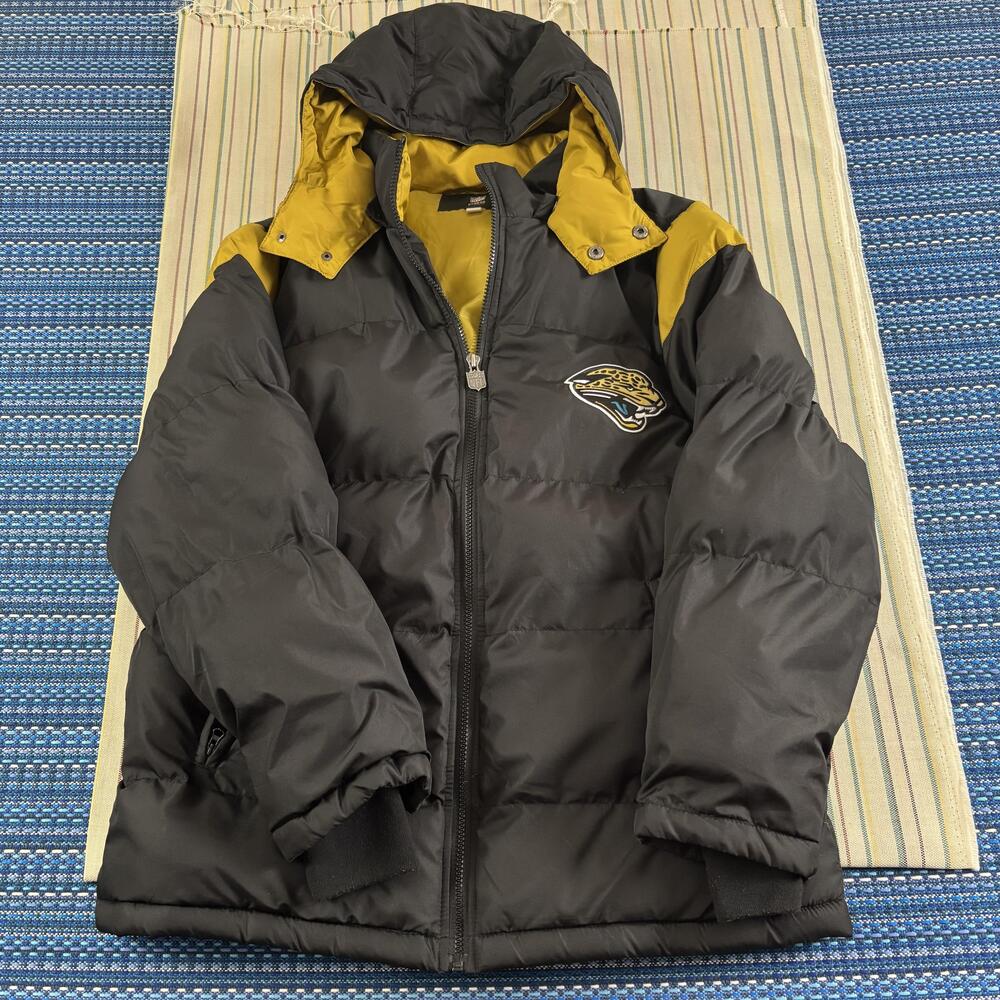 Vintage Jacksonville Jaguars Jacket Mens Large Black NFL Pro Line Puffer 90s EUC